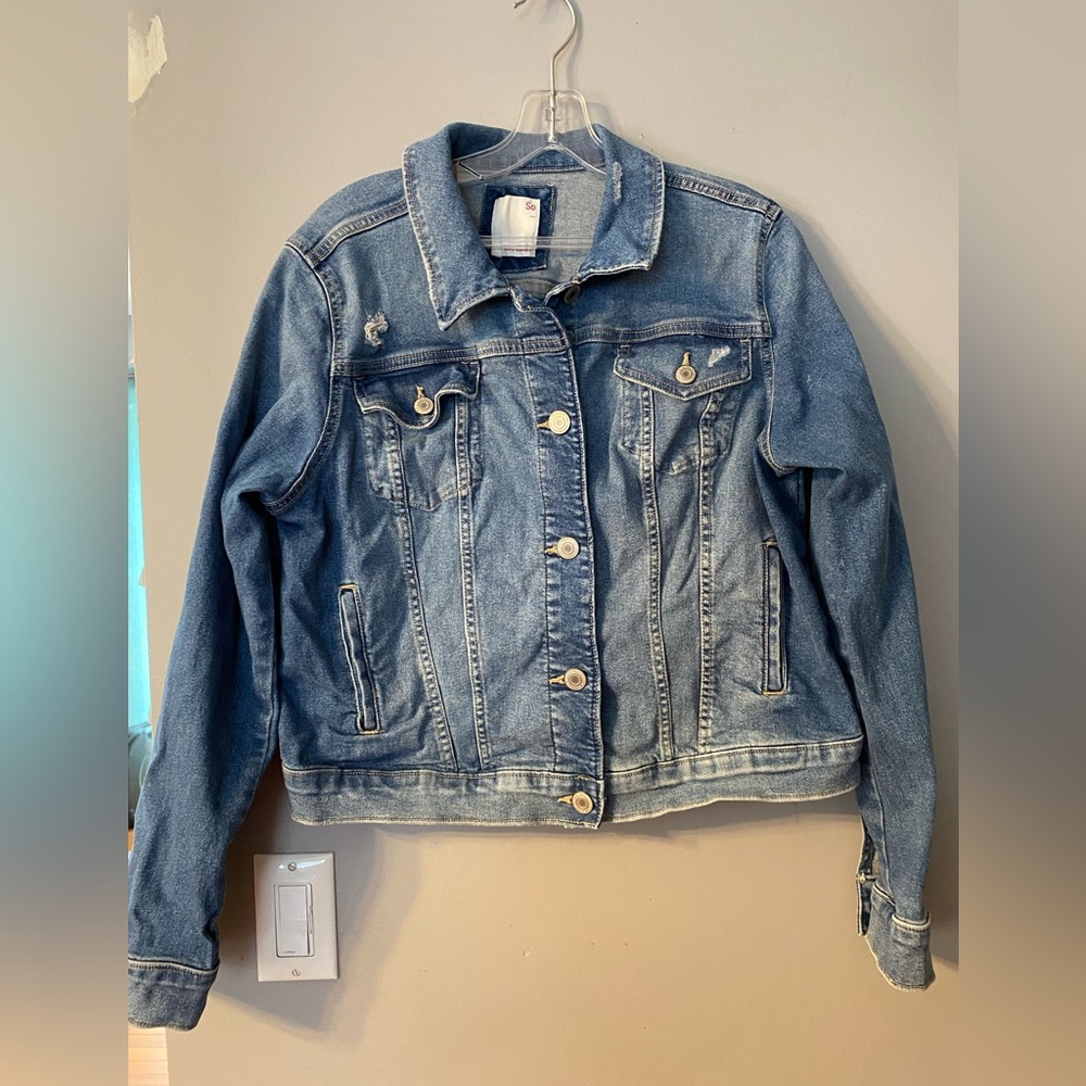 SO Light Blue Distressed Denim Jean Jacket